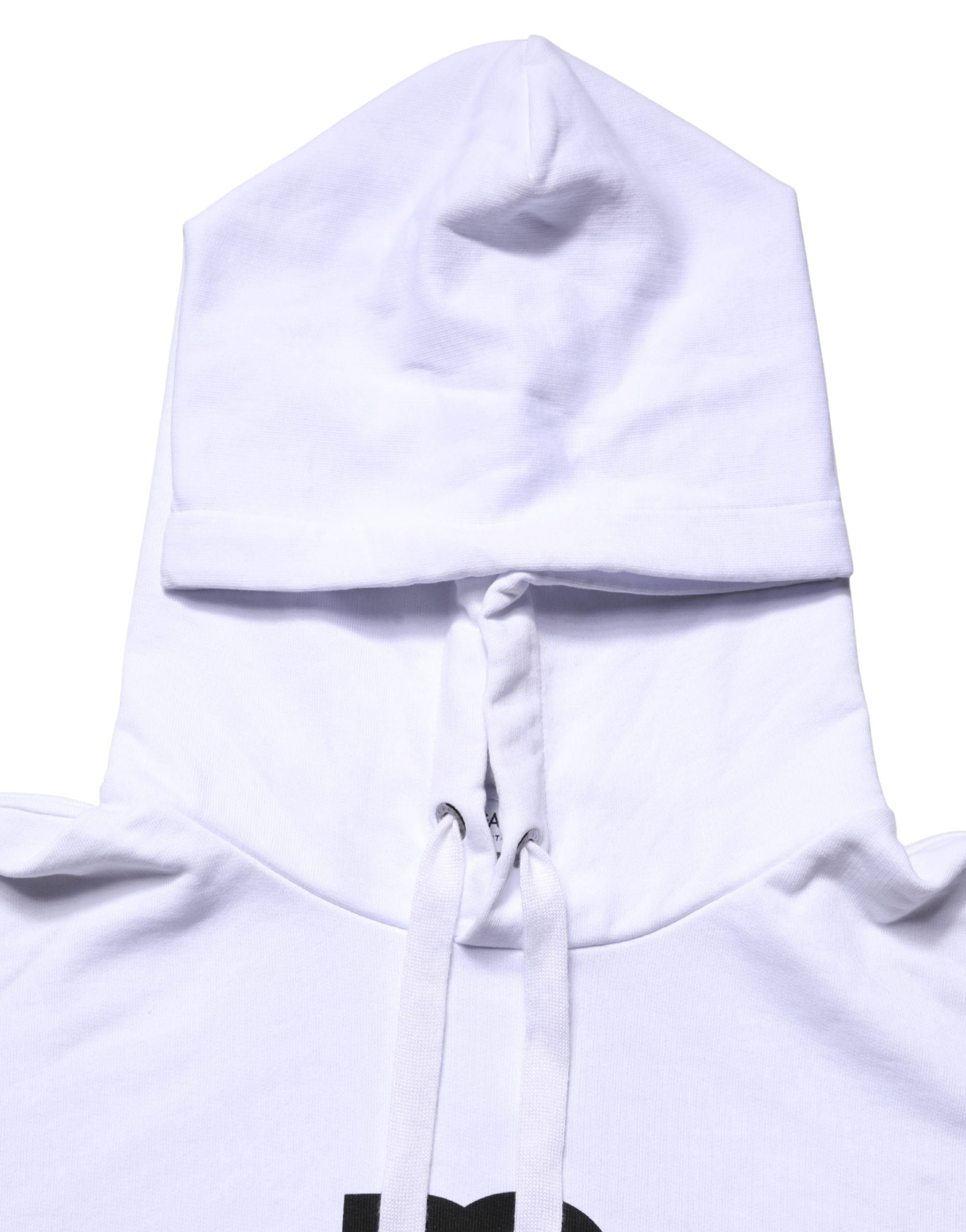 Sweat à capuche en coton blanc Dolce & Gabbana avec logo imprimé, style décontracté et confortable.