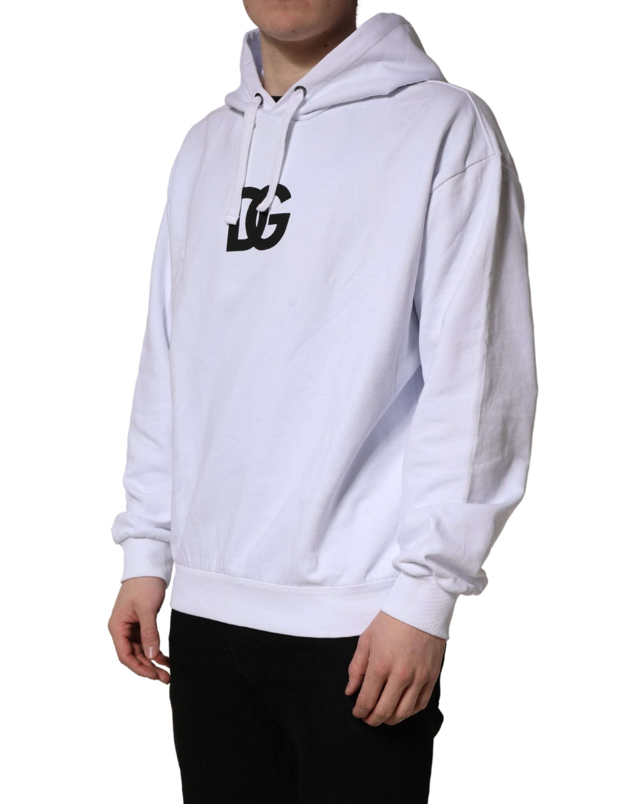 Sweat à capuche en coton blanc Dolce & Gabbana avec logo imprimé, look décontracté et style tendance.