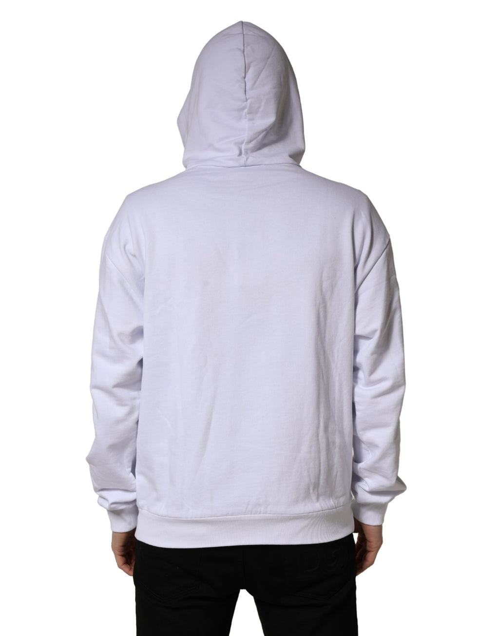 Sweat à capuche en coton blanc Dolce & Gabbana avec logo imprimé, mode décontractée et élégante.