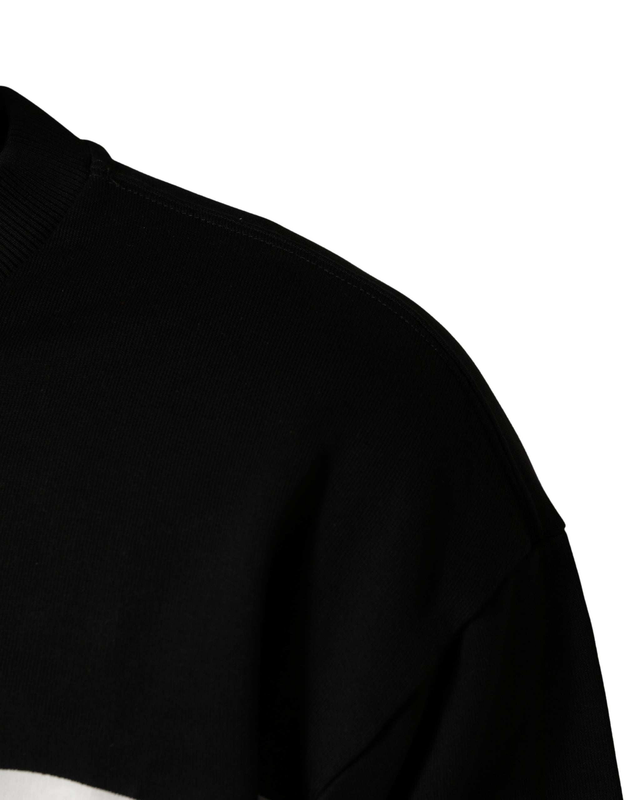 Sweat-shirt Dolce & Gabbana noir en coton avec logo Milano, look décontracté et élégant, visible sur l’image.