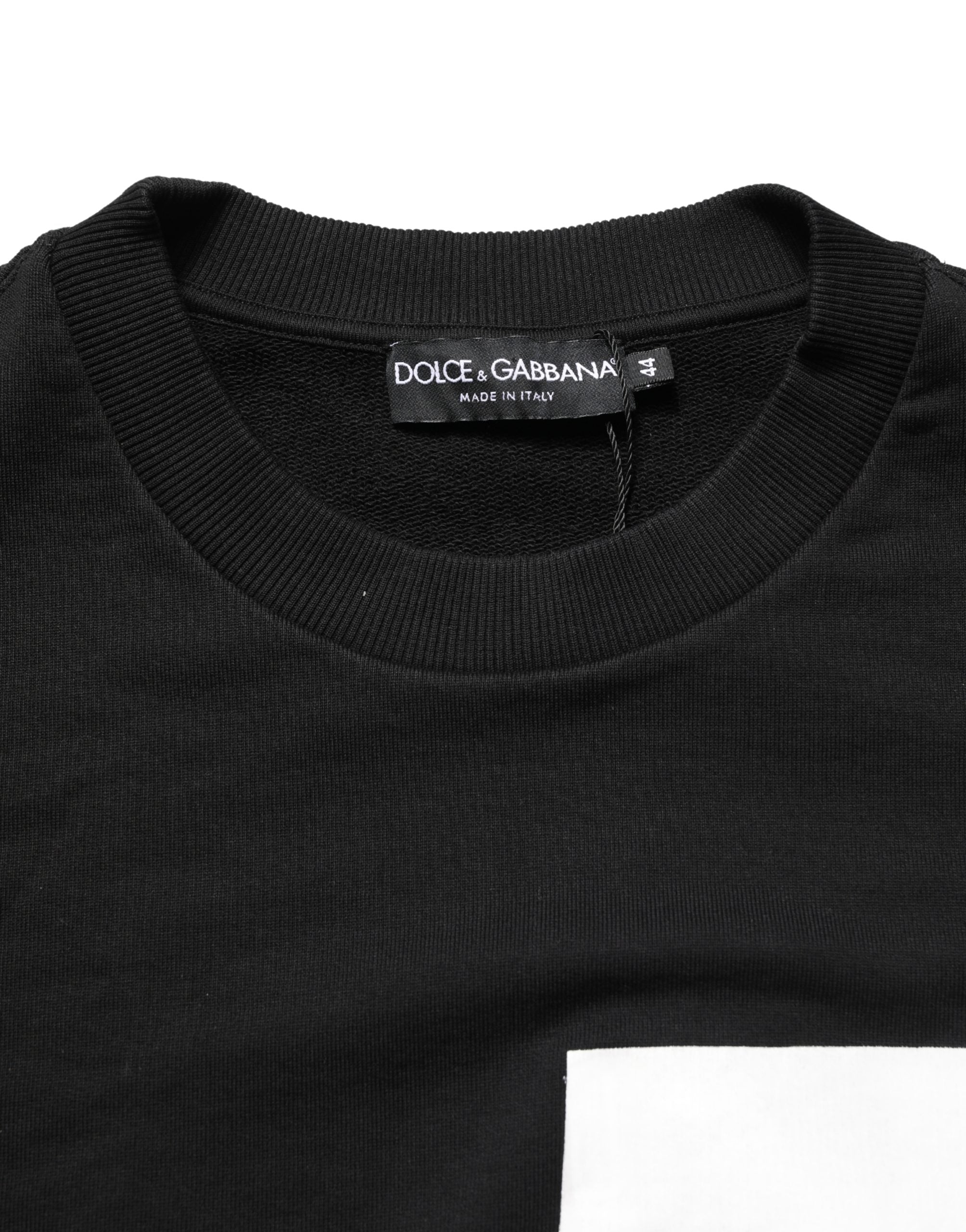 Sweat-shirt noir Dolce & Gabbana Logo Milano en coton, style décontracté avec logo visible sur la poitrine.