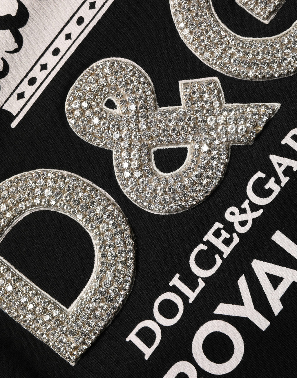 Sweatshirt en coton noir de Dolce & Gabbana avec embellissements, style décontracté et détails élégants.