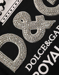 Sweatshirt en coton noir de Dolce & Gabbana avec embellissements, style décontracté et détails élégants.