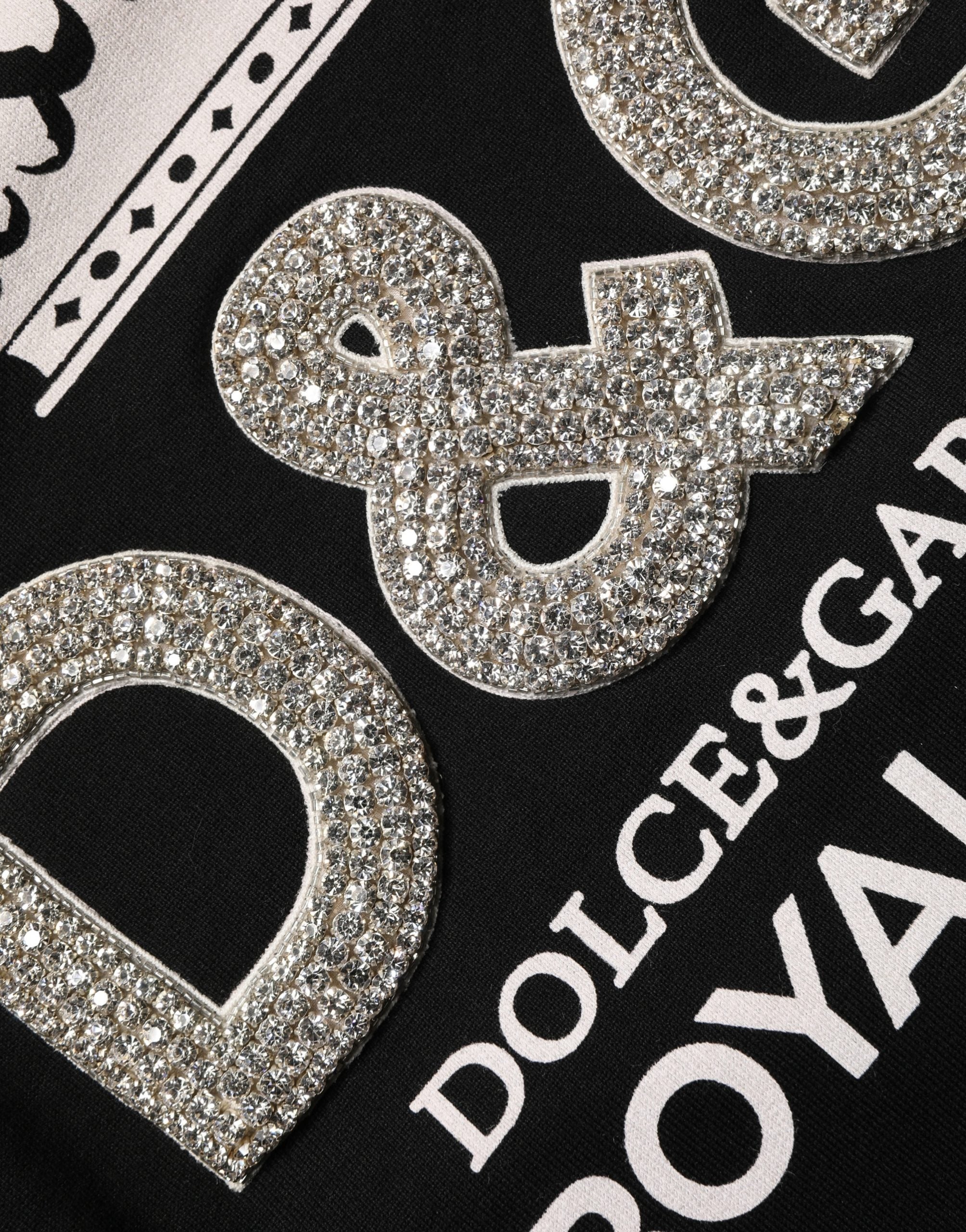 Sweatshirt en coton noir de Dolce & Gabbana avec embellissements, style décontracté et détails élégants.