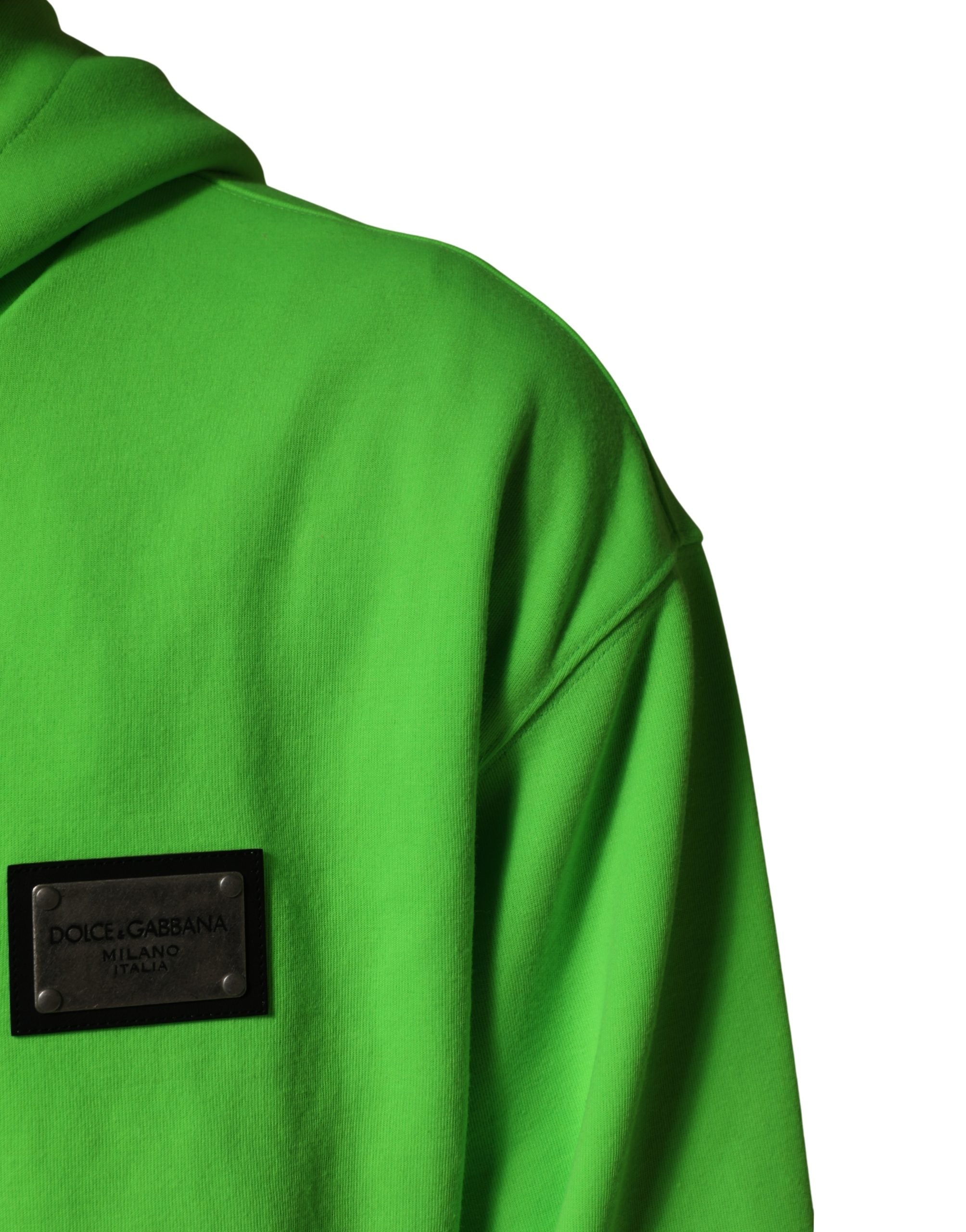 Sweat à capuche Dolce & Gabbana en molleton vert avec fermeture éclair complète, style décontracté et confortable.