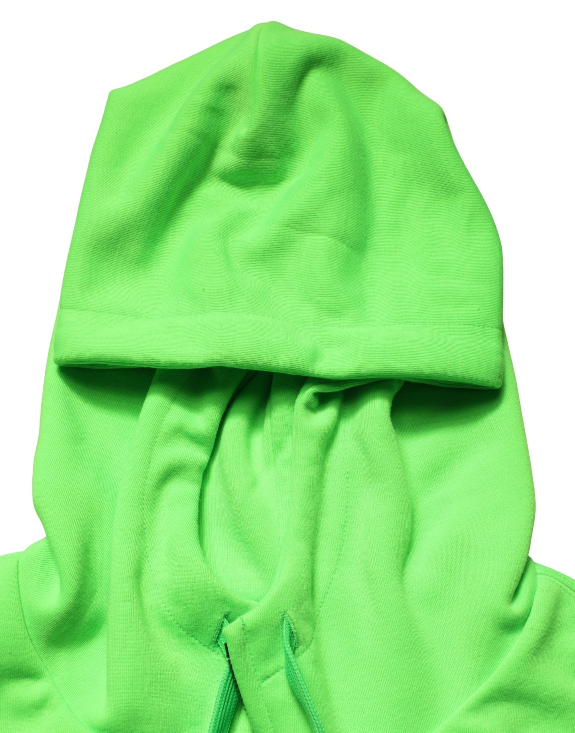 Sweat à capuche en molleton vert Dolce & Gabbana avec fermeture éclair complète, style décontracté et logo visible.