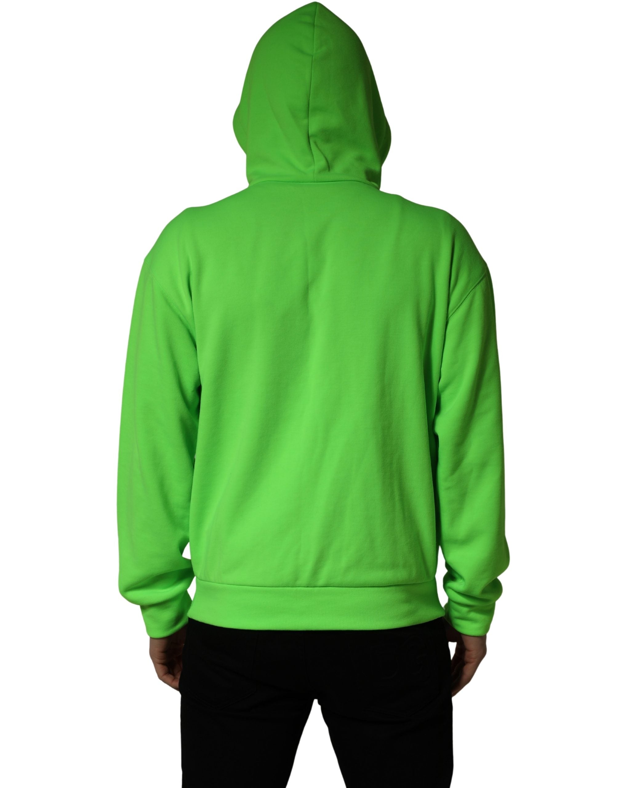 Sweat à capuche Dolce & Gabbana en molleton vert, zip complet, pull confortable avec capuche et manches longues.
