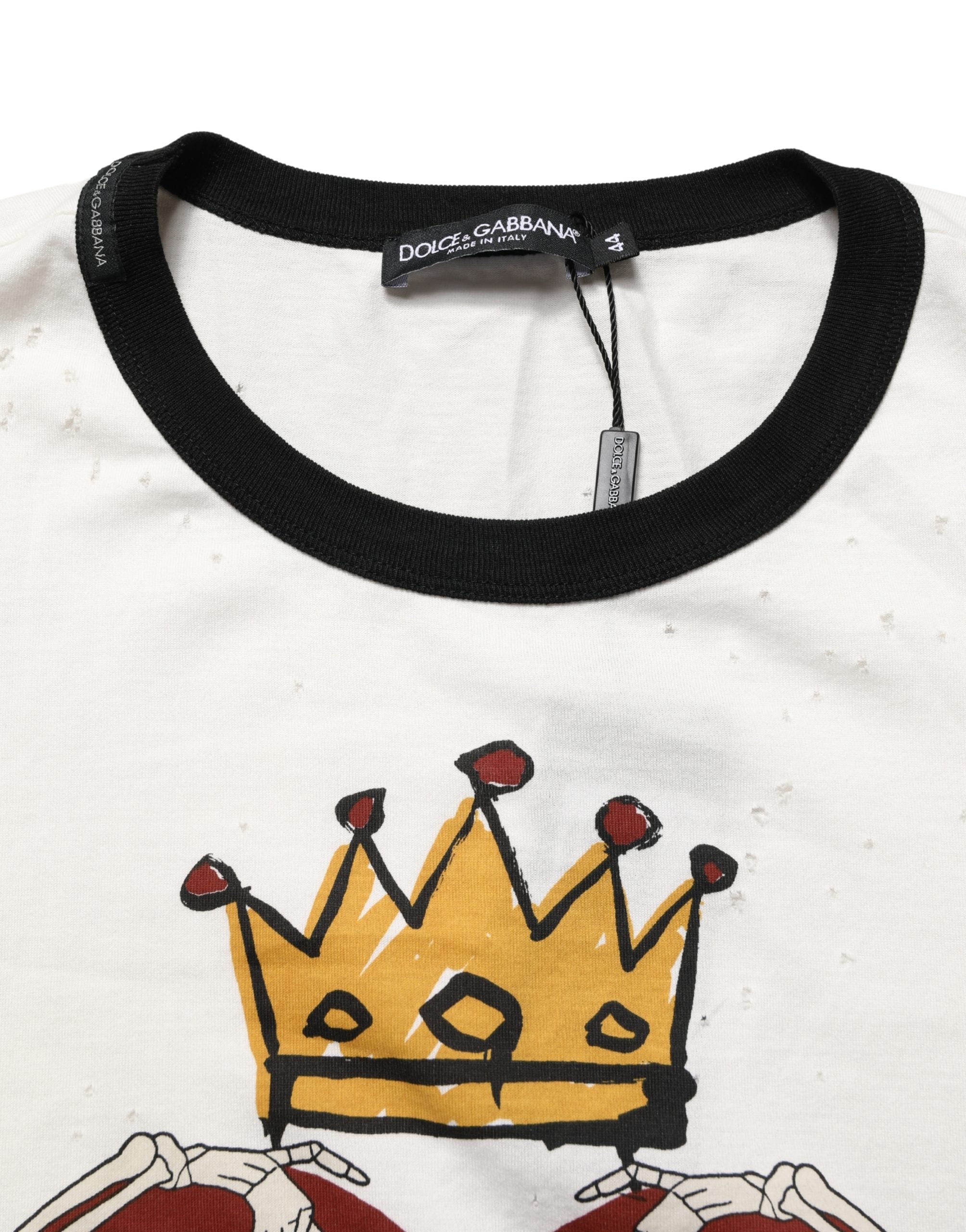 T-shirt blanc en coton pour homme Dolce & Gabbana avec imprimé King Of Love, style jersey et design graphique.