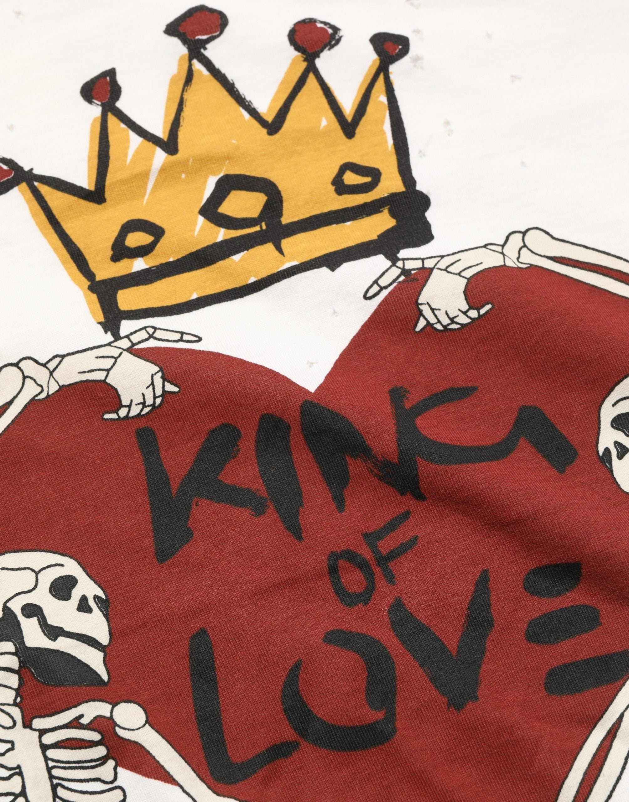 T-shirt blanc pour homme Dolce & Gabbana King Of Love en coton avec imprimé, jersey confortable et style élégant.