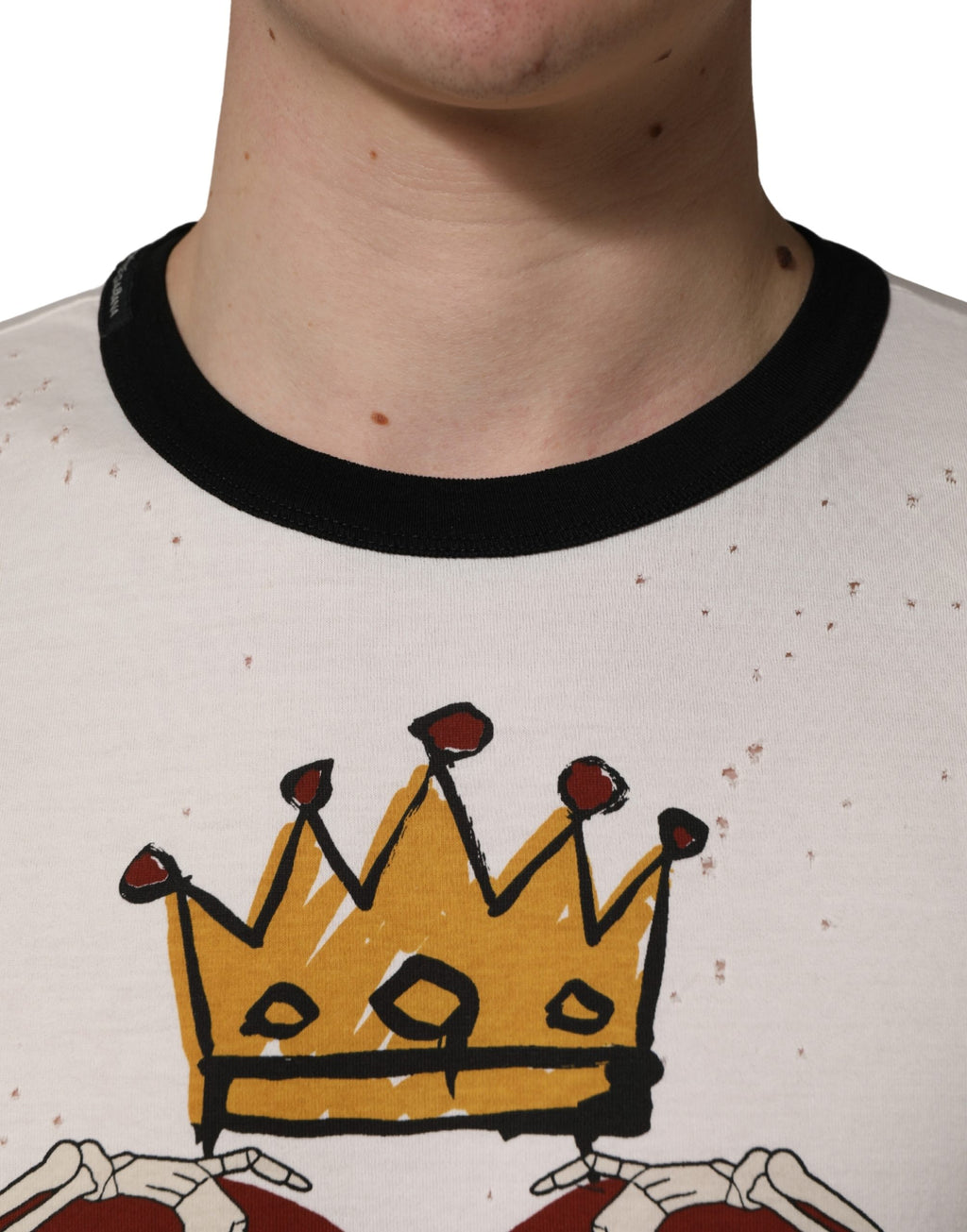 T-shirt en coton blanc Dolce & Gabbana King Of Love avec imprimé pour homme, jersey confortable et style moderne.