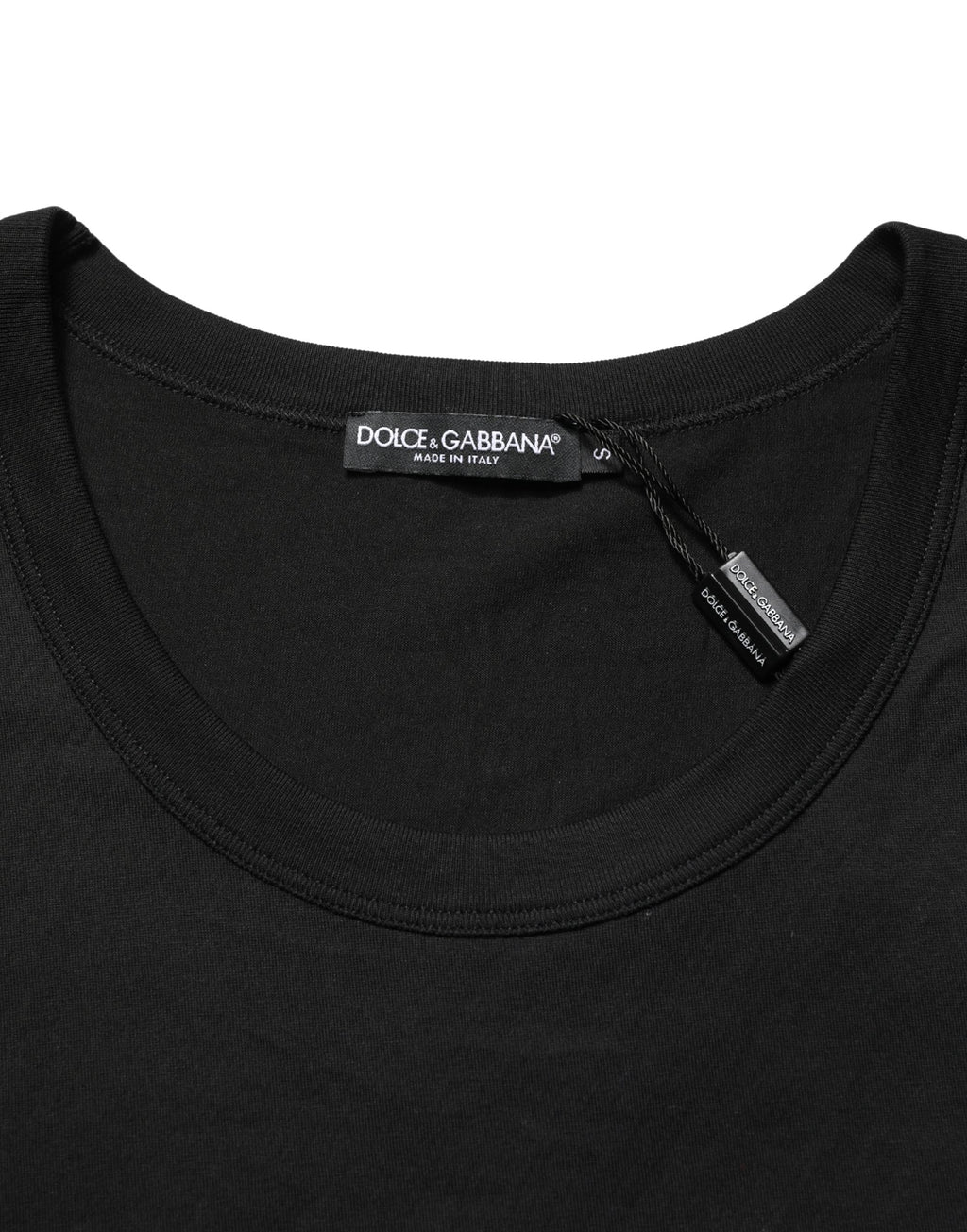 T-shirt sans manches en coton noir de la marque Dolce & Gabbana pour homme, vue de face.
