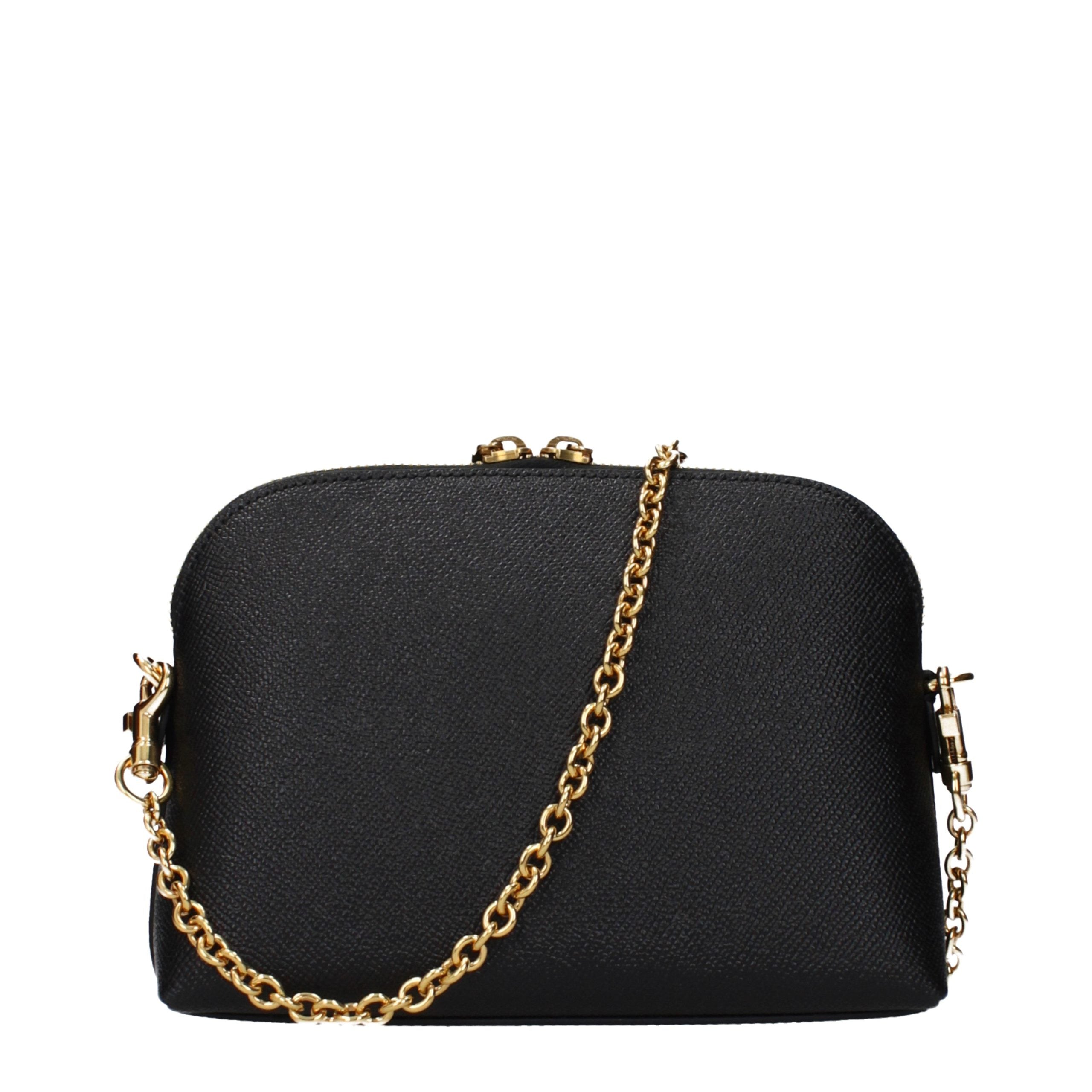 Sac à main épaule en cuir noir Dolce & Gabbana, élégant et sophistiqué, avec détails en cuir lisse et finition soignée.