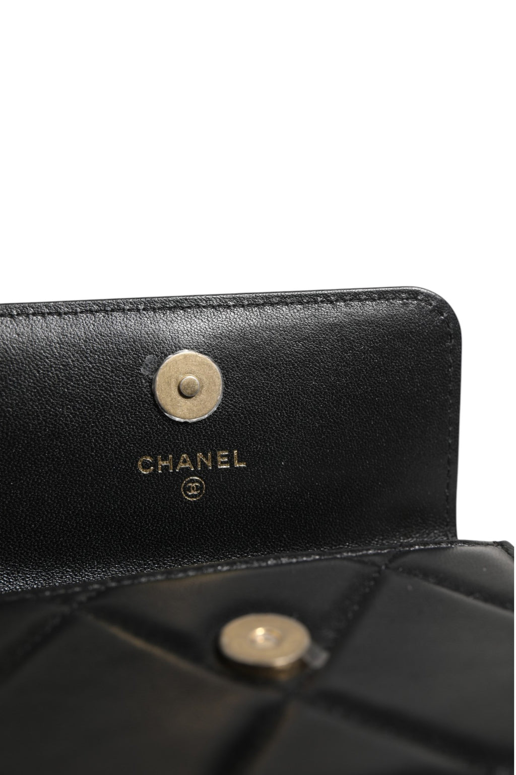 Chanel 19 Flap Coin Purse Gestepptes Leder Schwarz Umhängetasche