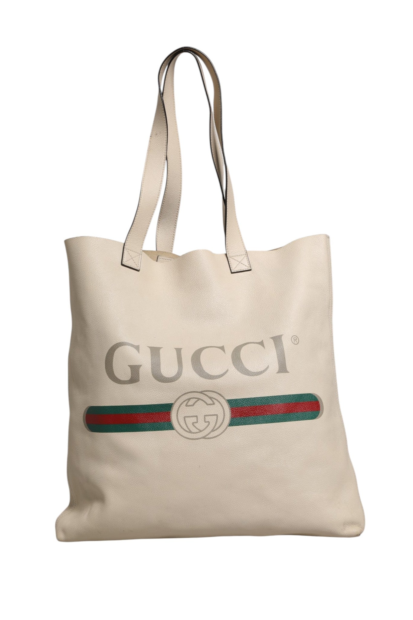 Sac tote Gucci blanc avec logo Sherry Web, motif imprimé, grandes poignées en toile et design élégant.