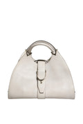 Sac à main Gucci en cuir blanc avec anse en ferrure en forme de étrier, style élégant et sophistiqué.