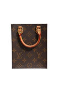 Sac Louis Vuitton Petit Sac Plat en toile monogramme, petit sac à main élégant avec bandoulière en cuir naturel.
