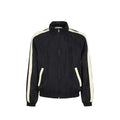 Veste bomber noire en polyamide de Saint Laurent, coupe classique avec fermeture éclair et col montant, vue de face.