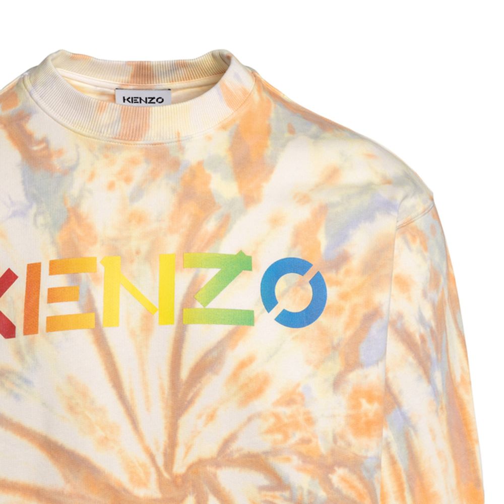 Sweat-shirt en coton orange de Kenzo avec logo, porté dans un style décontracté, tissu doux et confortable.