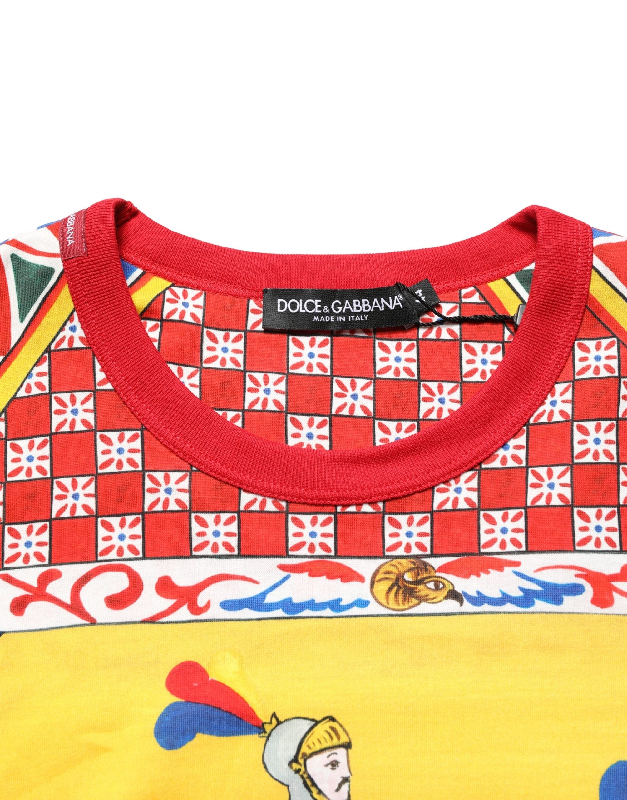 T-shirt à col rond Dolce & Gabbana, multicolore avec motif Carretto, style décontracté et vibrant, en coton.