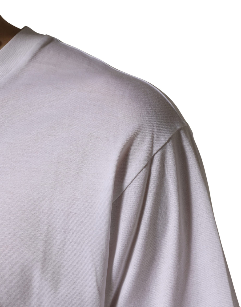 T-shirt blanc pour homme Dolce & Gabbana, en coton, à manches longues et coupe oversize, avec col rond.