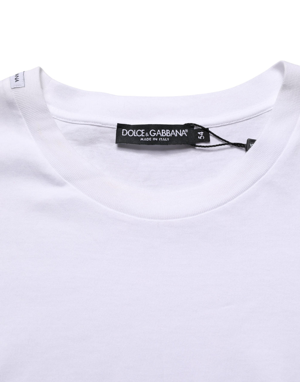 T-shirt blanc homme Dolce & Gabbana en coton à col rond oversize, vue de face avec logo discret sur la poitrine.