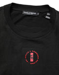 T-shirt Dolce & Gabbana en coton noir avec logo, col rond, patch logo sur la poitrine, style décontracté et moderne.