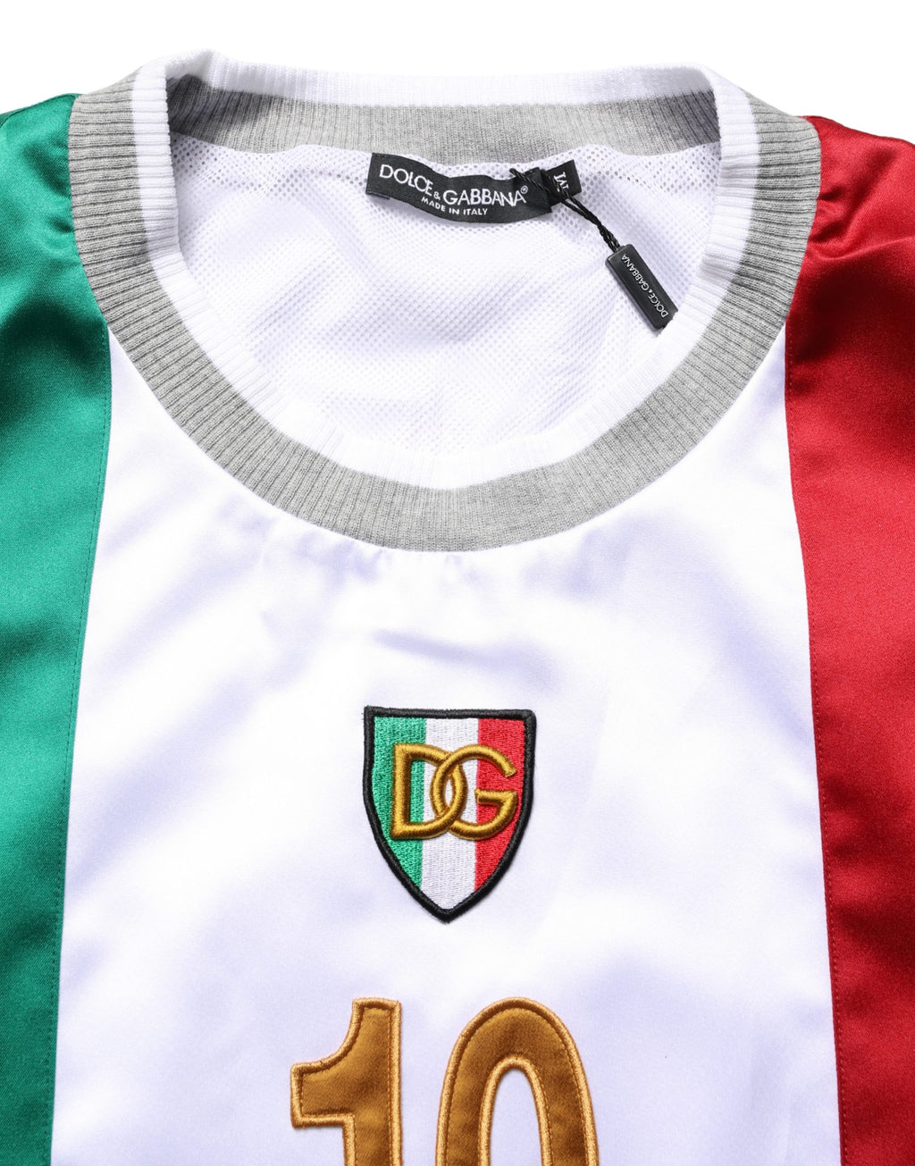T-shirt à col rond Dolce & Gabbana multicolore avec logo italien DG, style casual et moderne, en coton.