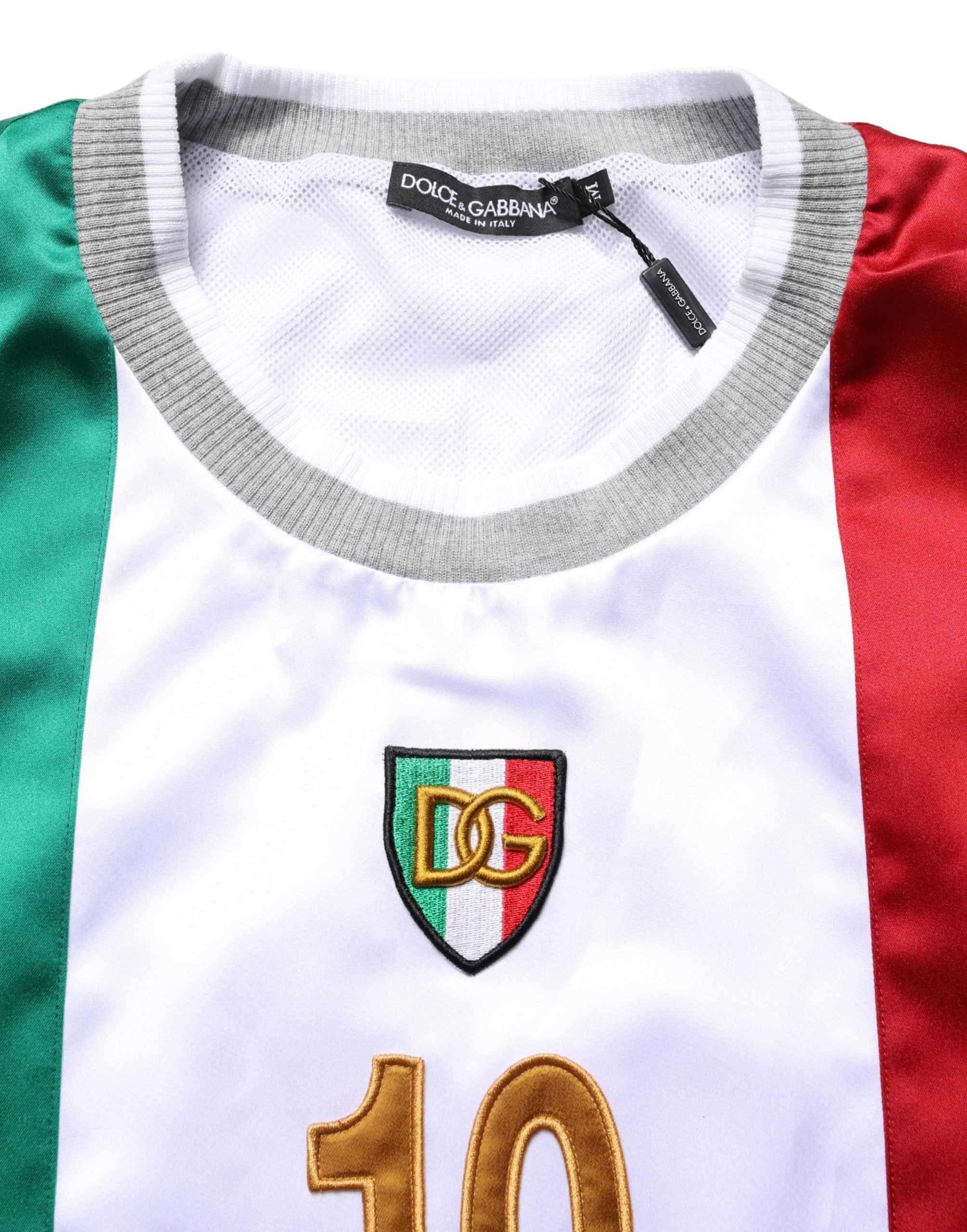 T-shirt à col rond Dolce & Gabbana multicolore avec logo italien DG, style casual et moderne, en coton.