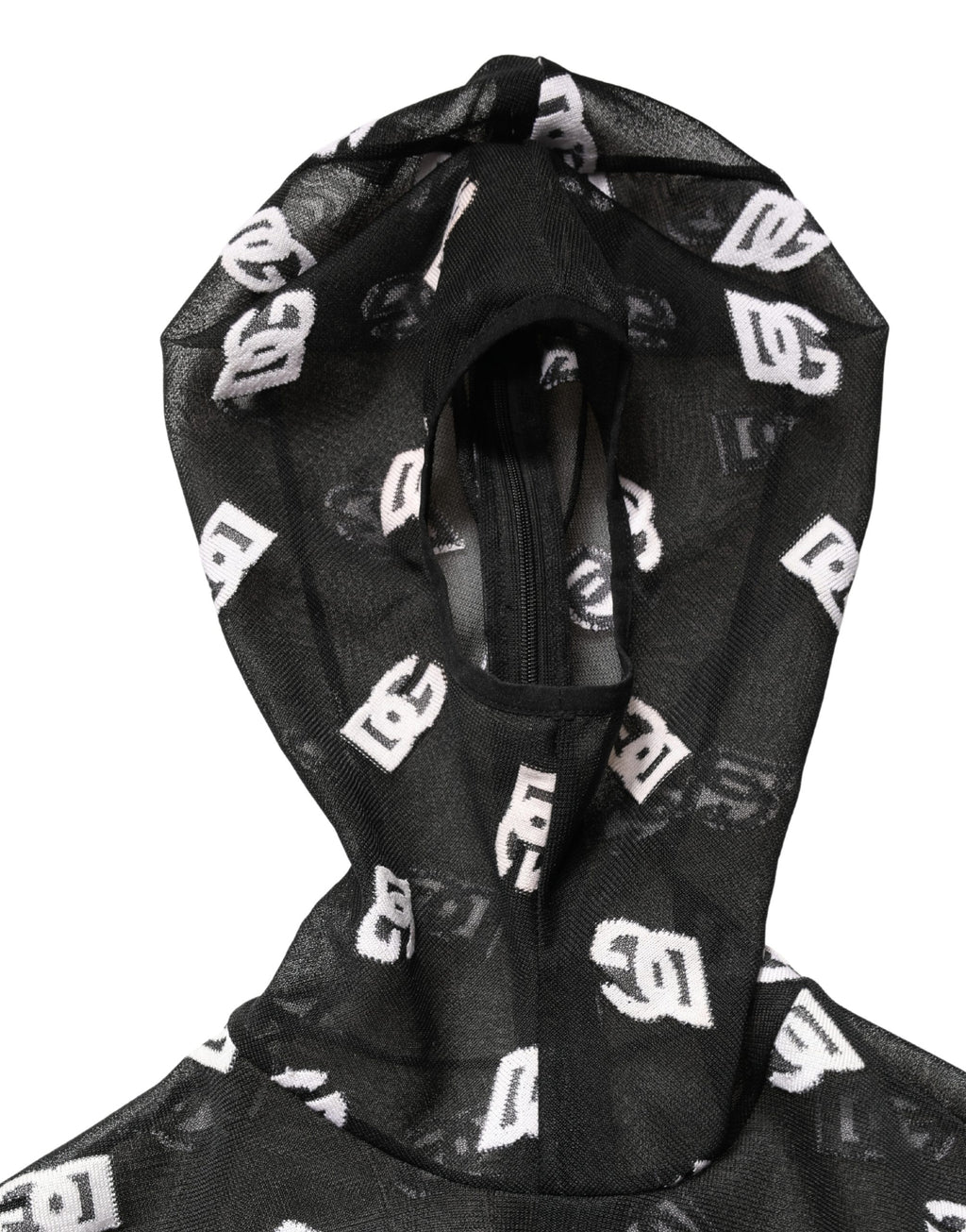 Combinaison avec capuche Dolce & Gabbana noire et blanche à logo, style robe, en tissu léger et confortable.