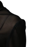 Combinaison noire en nylon transparent avec col roulé Dolce & Gabbana, vêtement élégant et ajusté, vue de face.