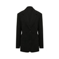 Veste Prada en laine noire pour homme, coupe ajustée, avec revers classiques et boutons, vue de face.