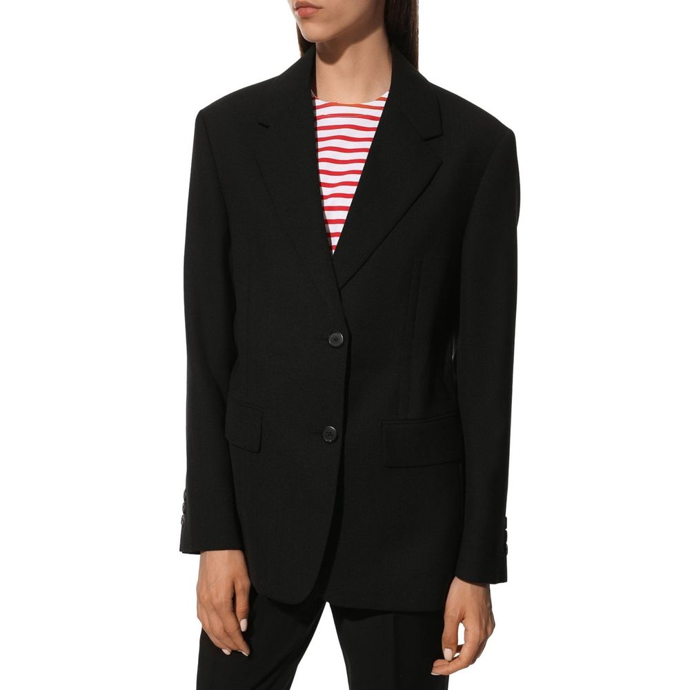 Veste en laine noire Prada pour homme, style blazer élégant avec coupe classique et détails sophistiqués.