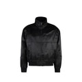 Veste en soie noire Saint Laurent, élégante et raffinée, avec coupe classique et détails sophistiqués visible sur l'image.