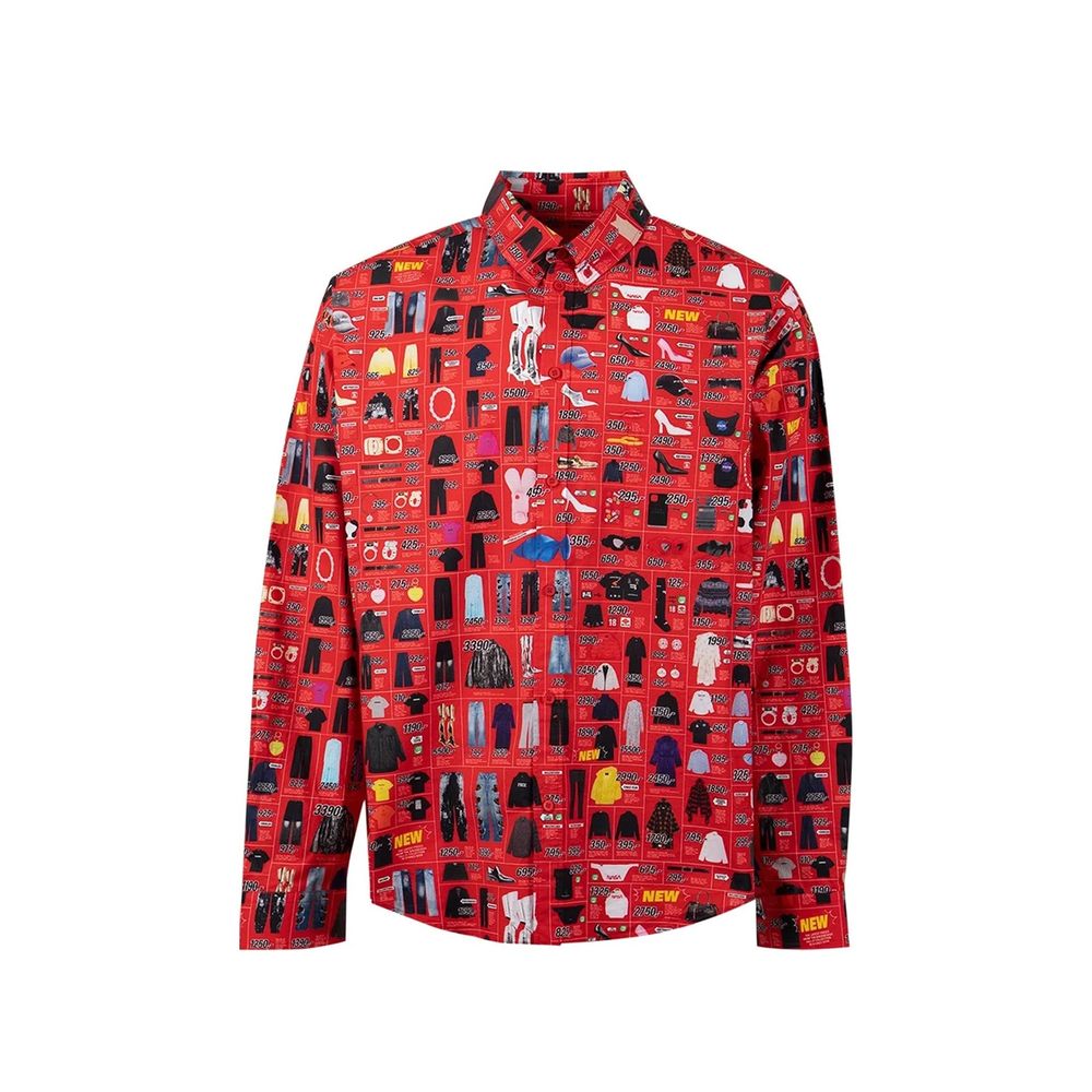 Chemise en coton multicolore de Balenciaga, vêtement élégant avec un design moderne, visible en détail sur cette image.