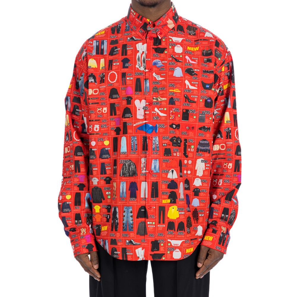 Chemise en coton multicolore Balenciaga, vêtement élégant avec motif coloré, vue de face sur fond neutre.