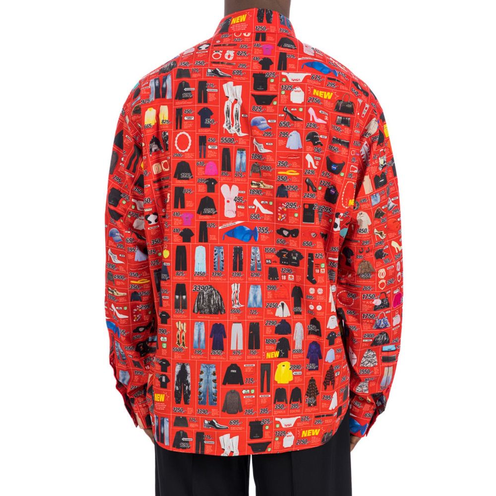 Chemise en coton multicolore de Balenciaga avec col classique et manches longues, vue de face.
