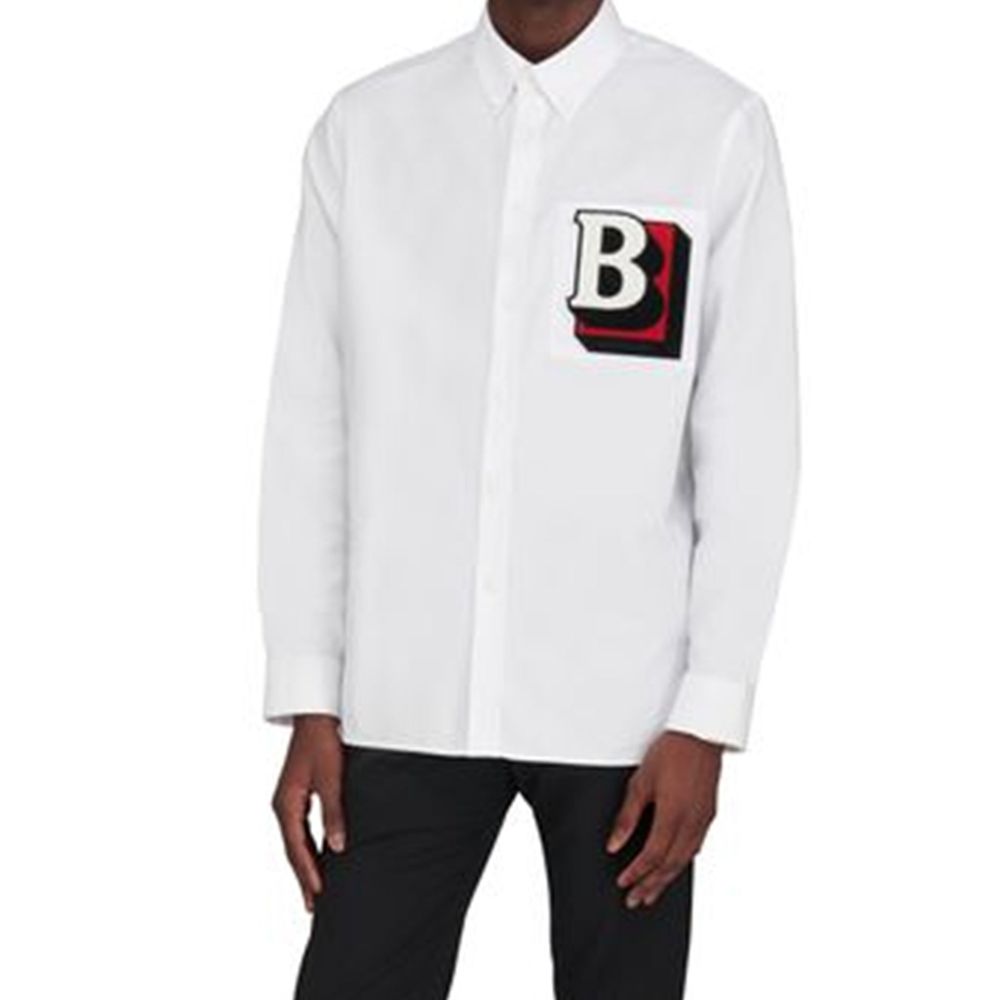 Chemise blanche en coton Burberry pour homme, col classique et boutons, élégante et adaptée aux tenues formelles.