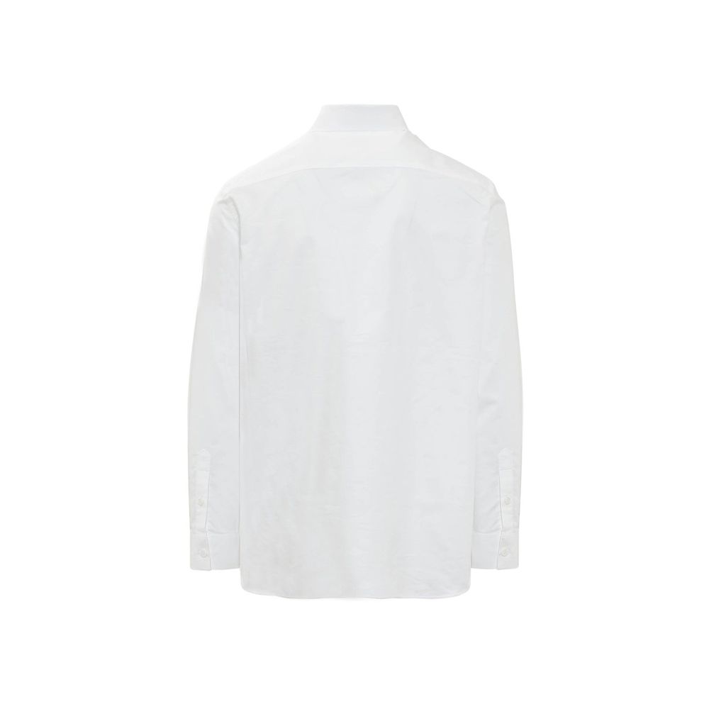Chemise blanche en coton Burberry pour homme, col classique, boutons et logo discret visible sur l'image.