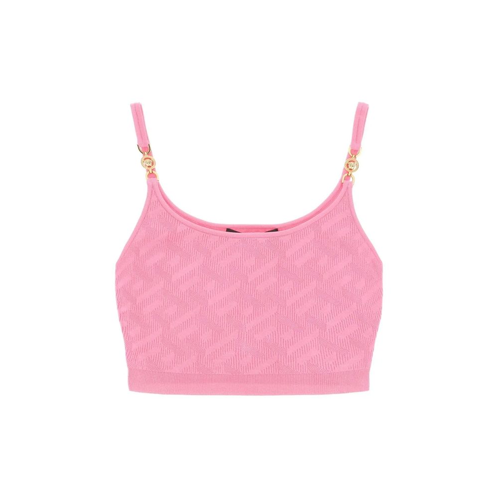 Débardeur multicolore en élasthanne de la marque Versace, près du corps, avec motifs colorés, pour un style moderne et élégant.