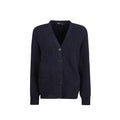 Cardigan en coton bleu Prada pour homme, détails élégants et texture douce visible sur l'image.