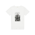 T-shirt blanc en coton de la marque Celine, coupe classique et design épuré, porté sur un mannequin.