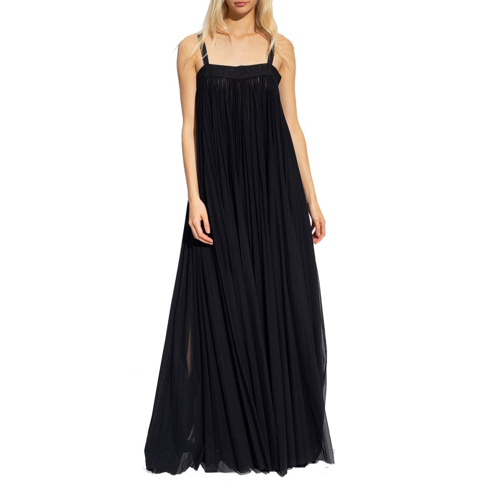 Robe décontractée noire en coton de Dolce & Gabbana, style chic et confortable, vue de face.