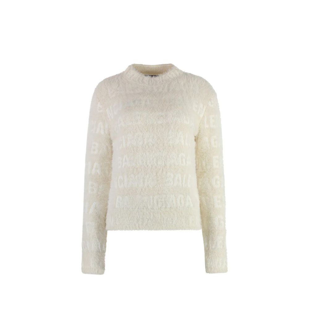 Sweat-shirt blanc en élasthanne de Balenciaga, coupe décontractée, avec logo discret sur la poitrine, en tissu confortable.