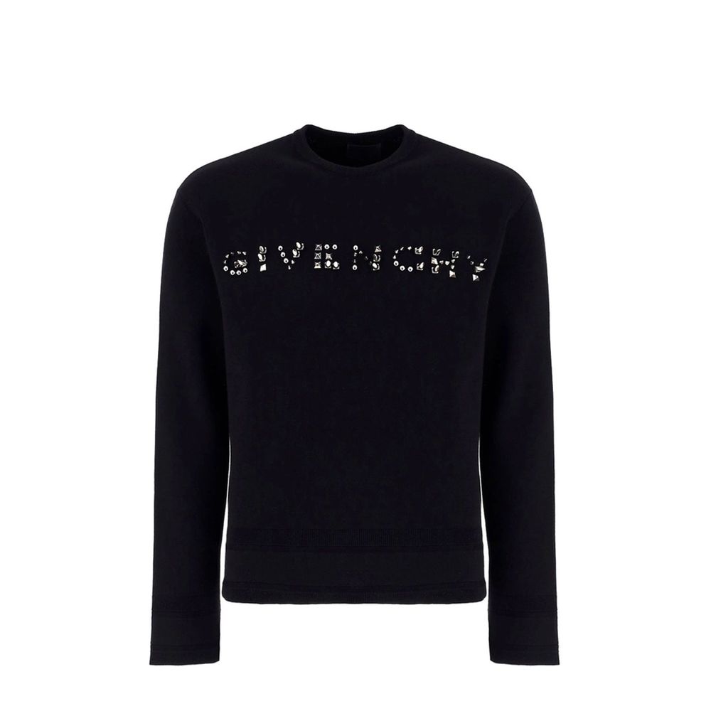 Sweatshirt noir en coton de la marque Givenchy, coupe décontractée, avec logo discrètement visible, porté en style casual.