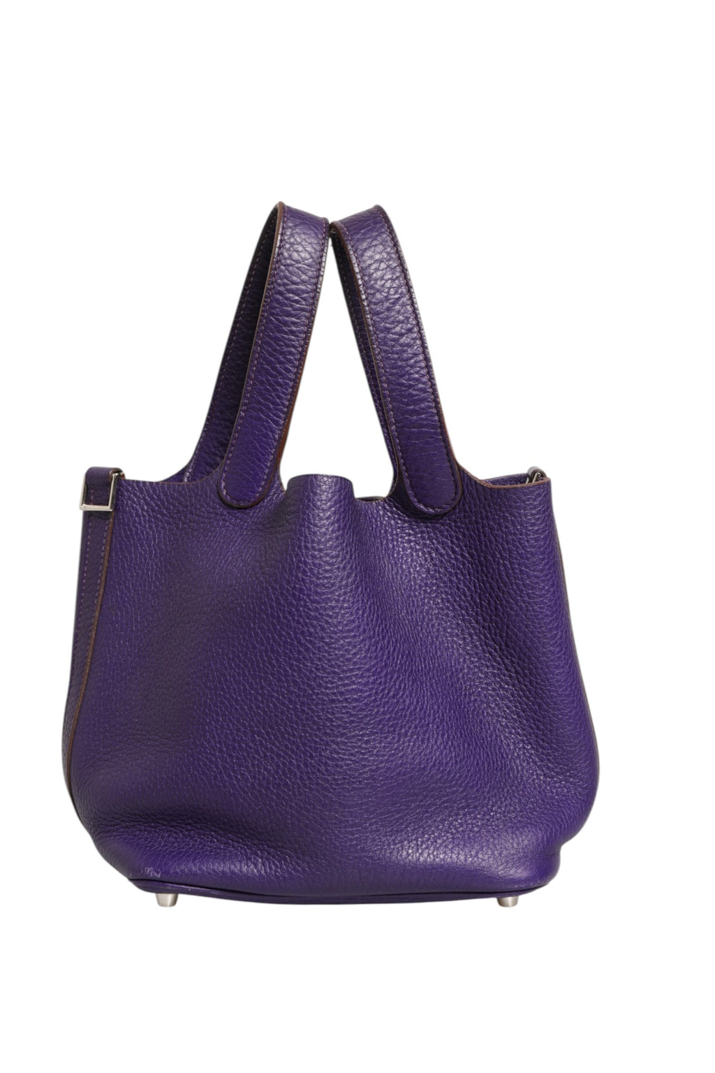 Sac Hermès Picotin Lock PM en cuir Clemence, sac à main élégant avec fermoir, couleur neutre, vue de face.