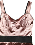 Robe midi en satin rose Dolce & Gabbana, bustier en forme de cœur, robe élégante et sophistiquée pour femme.