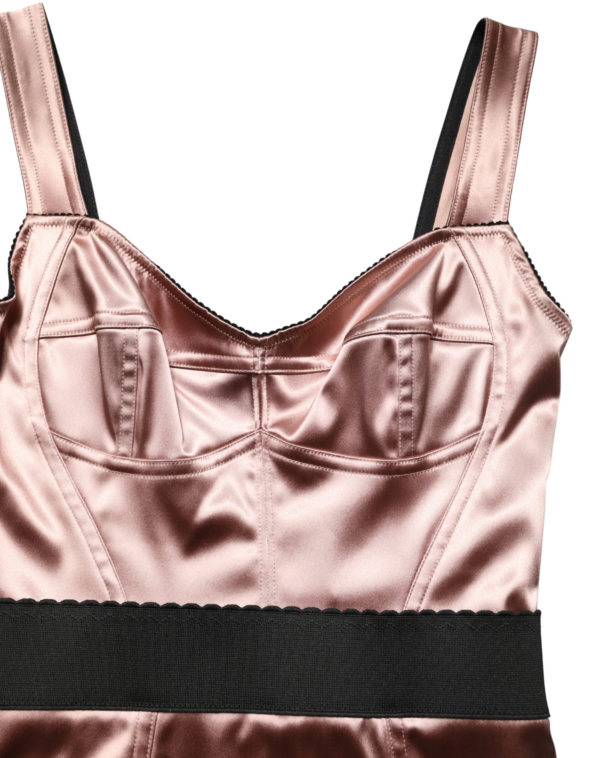 Robe midi en satin rose Dolce & Gabbana, bustier en forme de cœur, robe élégante et sophistiquée pour femme.