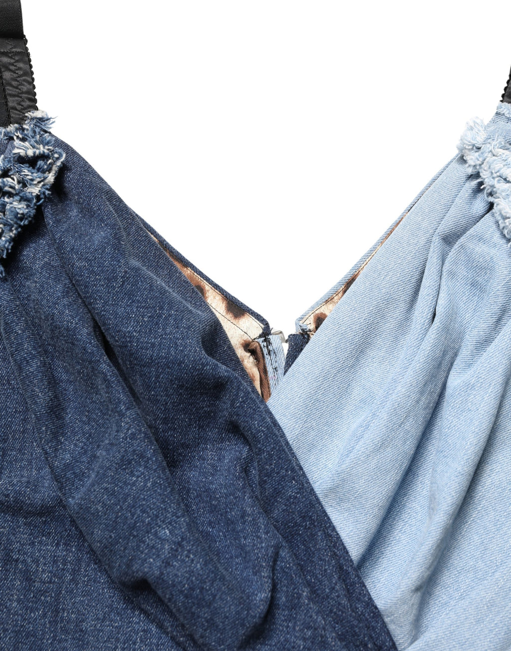 Robe courte en jean patchwork en coton bleu de Dolce & Gabbana, coupe moulante et élégante.