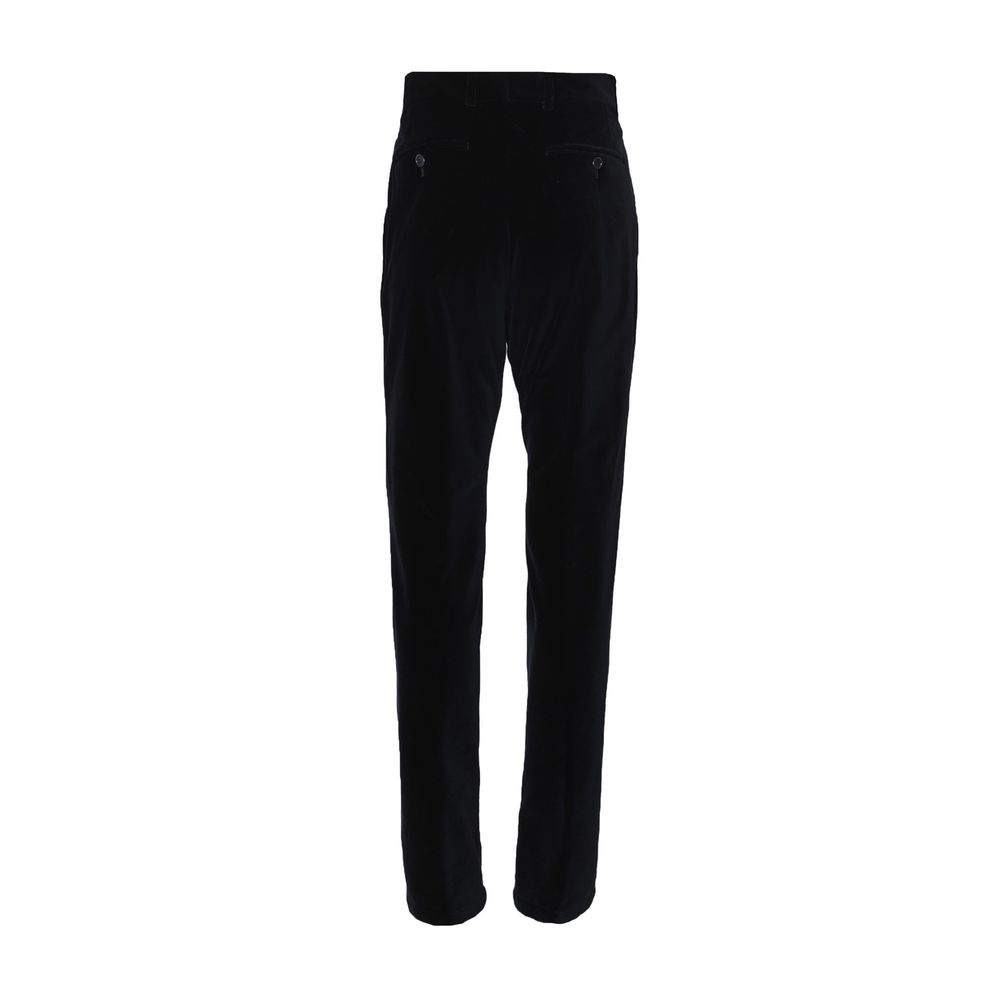 Pantalon décontracté noir en coton de Dolce & Gabbana, style casual avec coupe confortable et détails élégants.