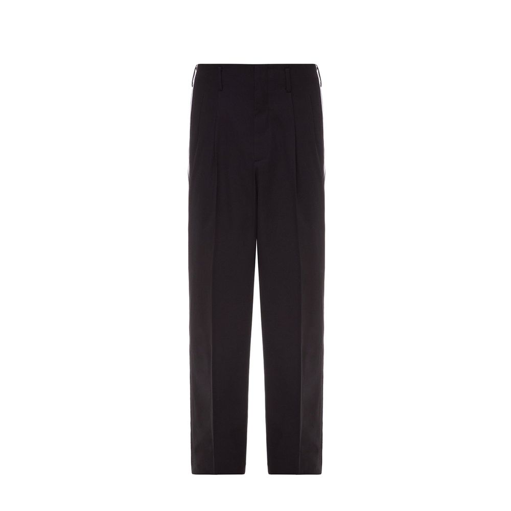 Pantalon en coton noir de la marque Dolce & Gabbana, coupe classique, visible sur fond neutre.